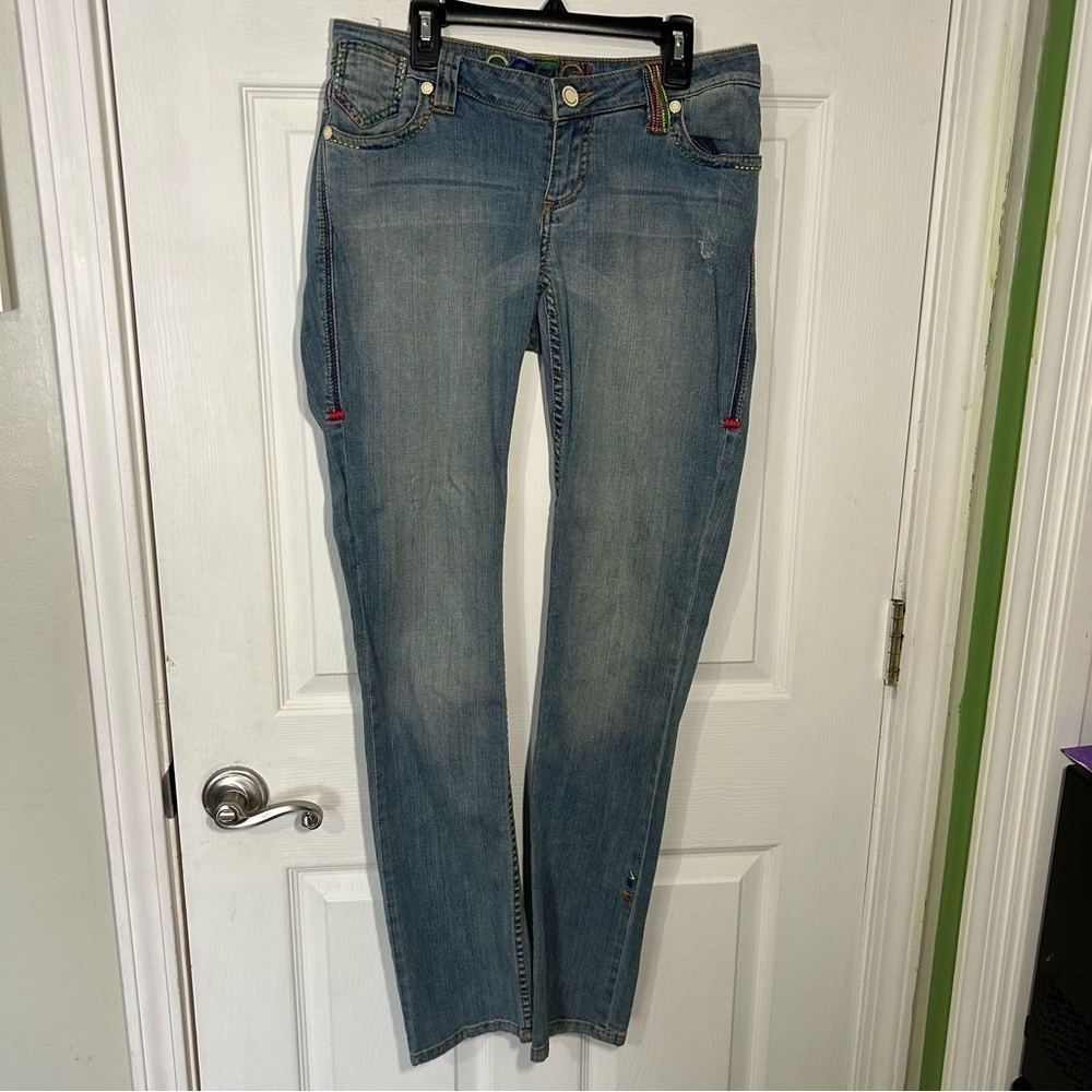 COOGI Australia Colorful embroidered womens denim jeans size 7/8.